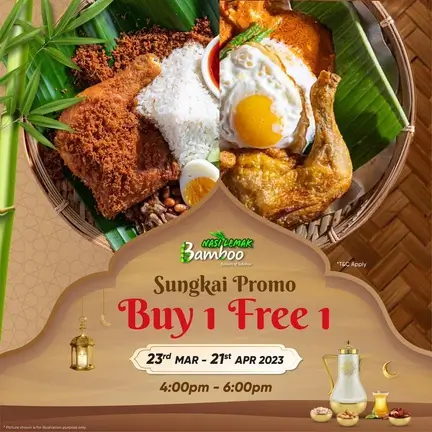 Special Ramadan promotion from Nasi Lemak Bamboo offering discounted traditional nasi lemak set meals